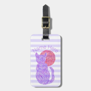 A Purple Cat And The Moon Cat Lover Kitten Feline Luggage Tag