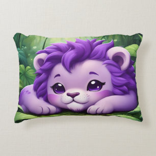 A Purple Lion Cub in the Jungle Accent Pillow