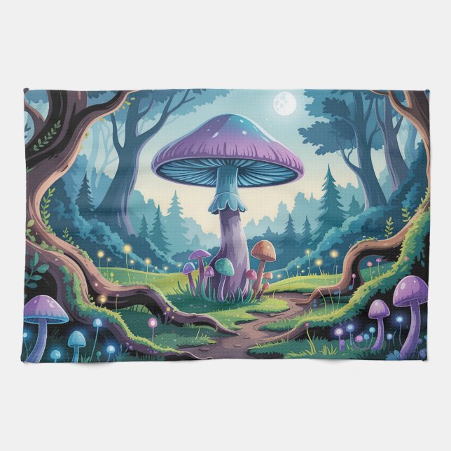 A Purple Mushroom Kitchen Towel (Horizontal)