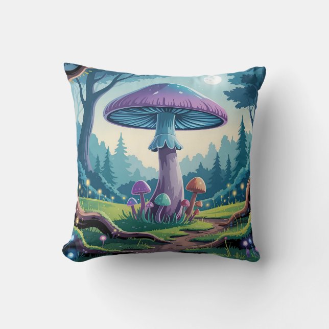 A Purple Mushroom Throw Pillow (Front)