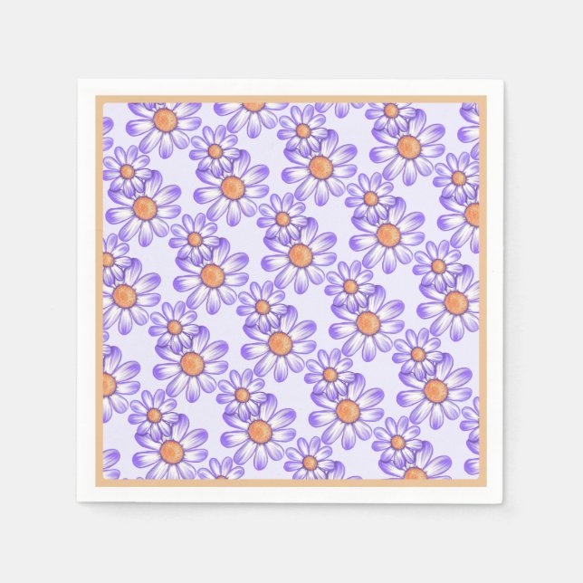 A purple paradise daisy/butterfly napkin (Front)