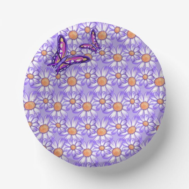 A purple paradise daisy/butterfly paper plate (Front)