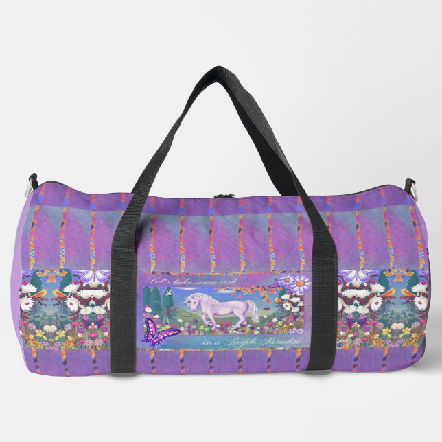 A purple paradise duffle bag (Front)