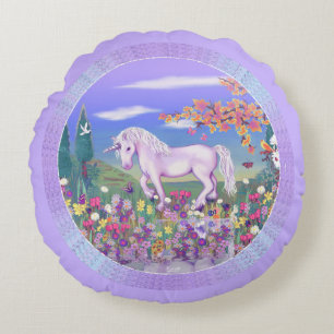 A Purple Paradise Round Pillow