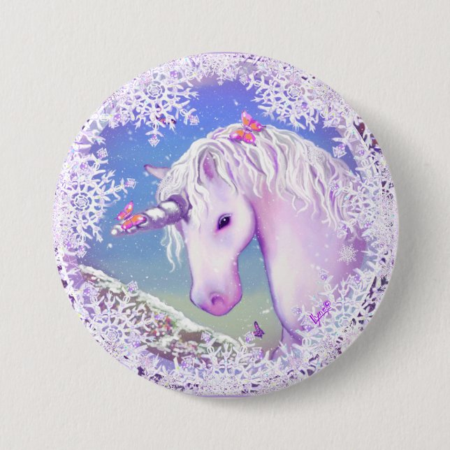 A purple paradise & snow 3 inch round button (Front)
