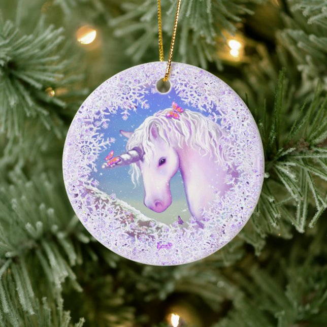 a purple paradise & snow ceramic ornament (Tree)