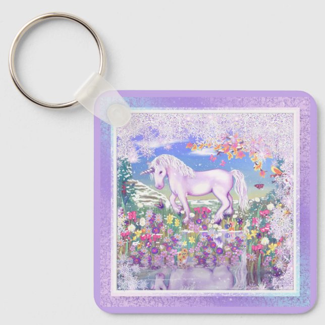 A purple paradise & snow keychain (Front)