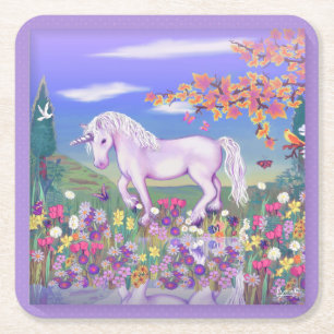 A Purple Paradise Square Paper Coaster