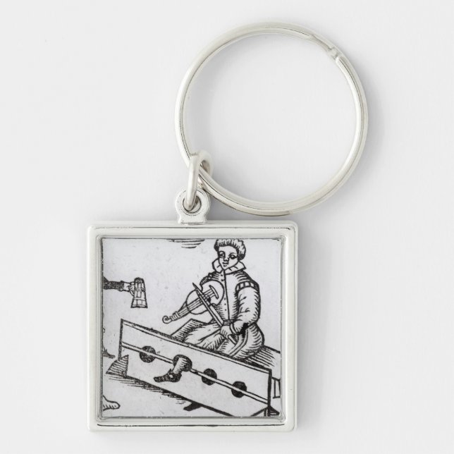 A Purse Snatcher in the Stocks Keychain (Front)