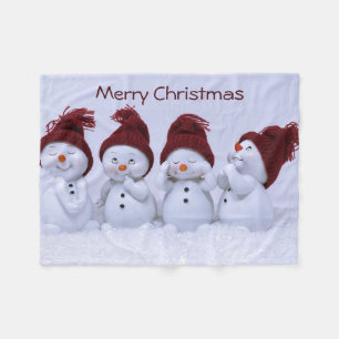 A quartet of snowmen fleece blanket