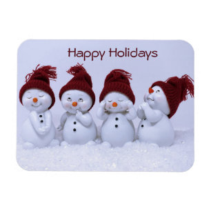 A quartet of snowmen magnet