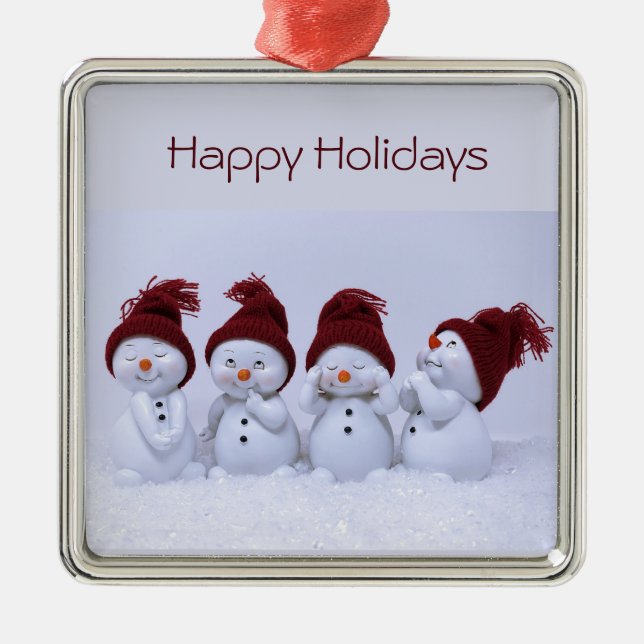 A quartet of snowmen metal ornament (Front)