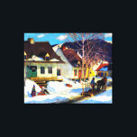 A Quebec Village Street by Clarence Gagnon Canvas Print<br><div class="desc">Clarence Gagnon painting, A Quebec Village Street, post card.</div>