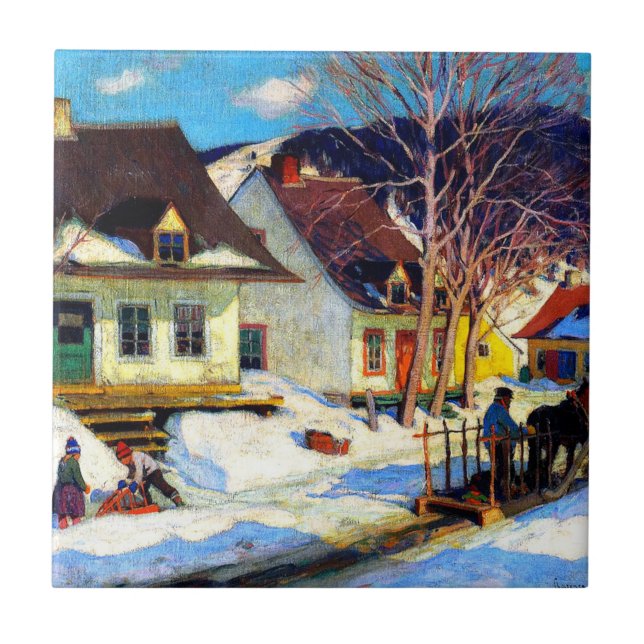 A Quebec Village Street - Clarence Gagnon artwork Tile (Front)
