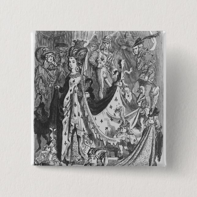 A queen 2 inch square button (Front)