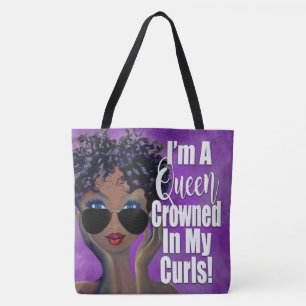 A Queen Crowned in Curls Tote Bag
