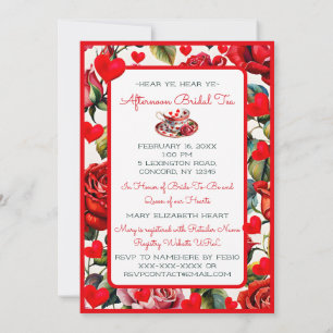 A Queen of Hearts Tea Party for a Bride-to-be Invitation