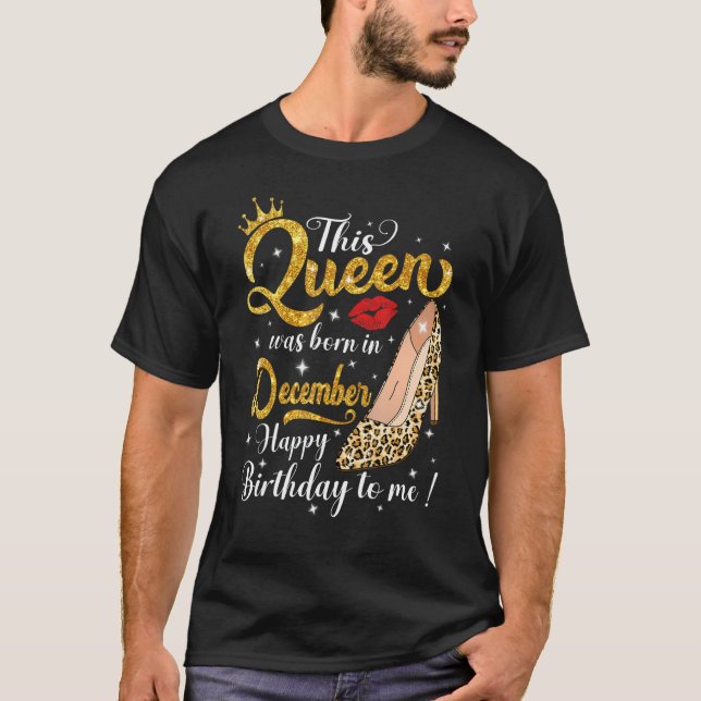 A Queen Was Born In December Birthday Leopard High T-Shirt (Front)