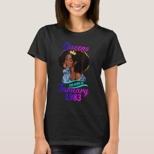 A Queen Was Born In January 1983 40th Birthday T-Shirt