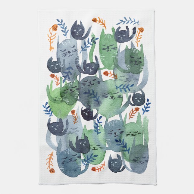 A Quiet Cacophony of Cats Kitchen Towel (Vertical)