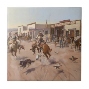 “A Quiet Day in Utica” by Charles M Russell Tile