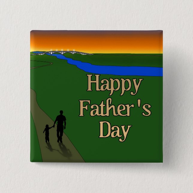 A Quiet Father & Son Walk 2 Inch Square Button (Front)