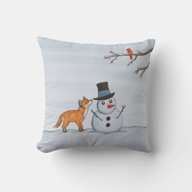 A Quiet Snow Day Throw Pillow (Front)
