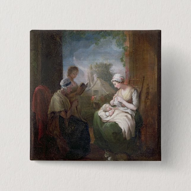 A Quiet Time, c.1810 (oil on canvas) 2 Inch Square Button (Front)