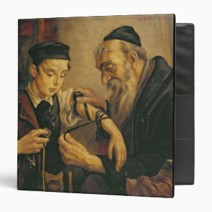 A Rabbi tying the Phylacteries to the arm of a boy Binder