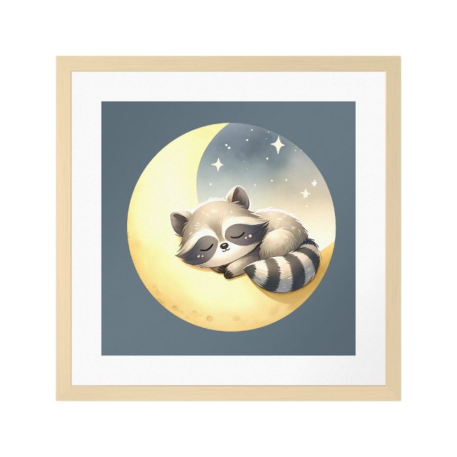 A Raccoon Sleeping on the Moon! Cute Animal Kids Poster (Creator Uploaded)