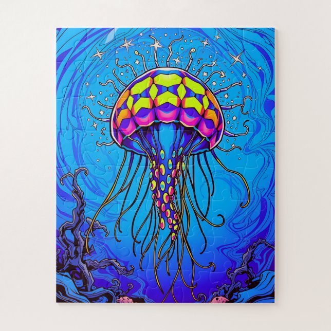 A radiant jellyfish children's jigsaw puzzle (Vertical)