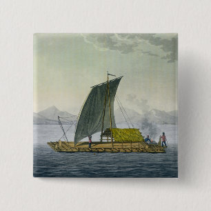 A raft leaving the port of Guayaquil, Ecuador, fro 2 Inch Square Button