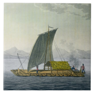A raft leaving the port of Guayaquil, Ecuador, fro Tile