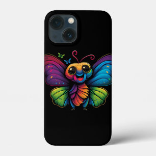 A rainbow-coloured-butterfly iPhone 13 mini case