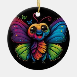 A rainbow-coloured-butterfly ceramic ornament