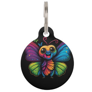 A rainbow-coloured-butterfly pet tag