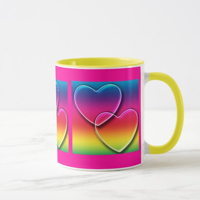a rainbow  hearts mug (Right)