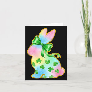 A Rainbow Rabbit With Green Bow And Shamrock St Pa Card