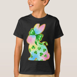 A Rainbow Rabbit With Green Bow And Shamrock St Pa T-Shirt