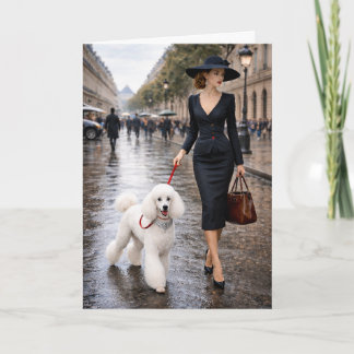 A Rainy Day In Paris, Poodle Blank Card