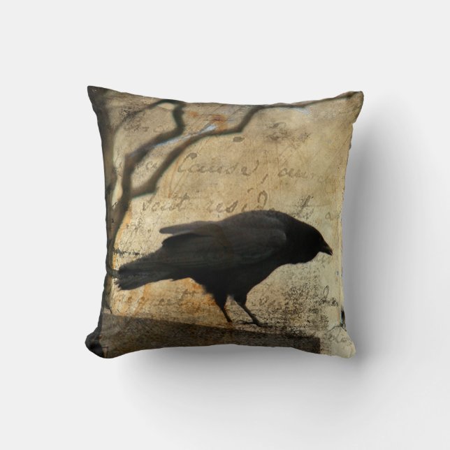 A Raven Throw Pillow (Front)