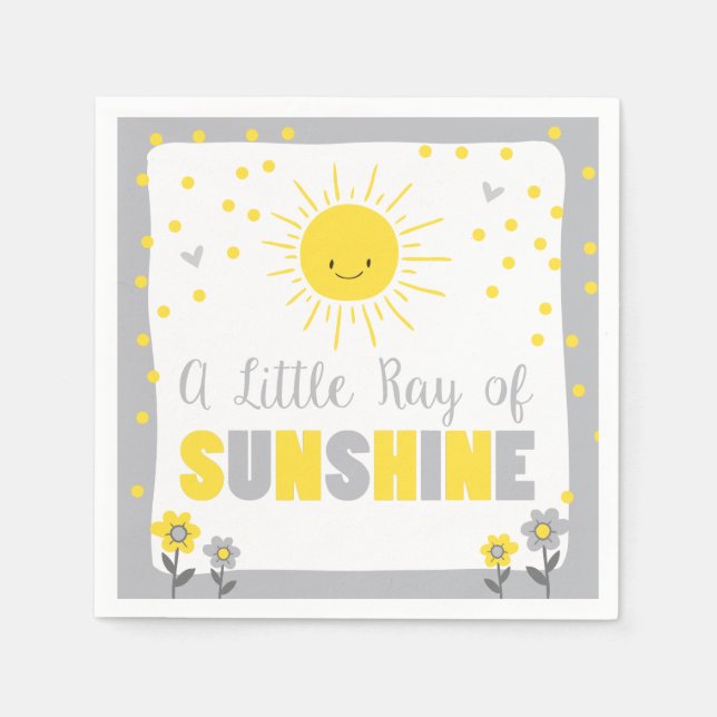 A Ray of Sunshine Baby Shower Paper Napkin Sun (Front)