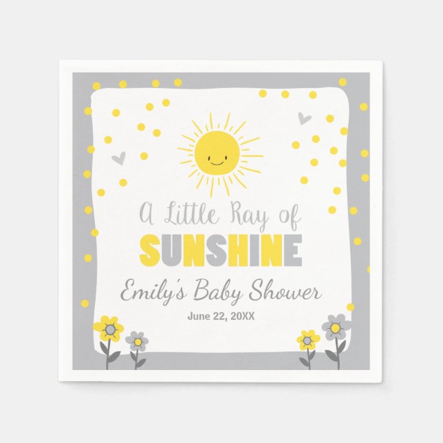 A Ray of Sunshine Baby Shower Paper Napkin Sun (Front)