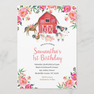 Ă?re invitation d'anniversaire de ferme florale