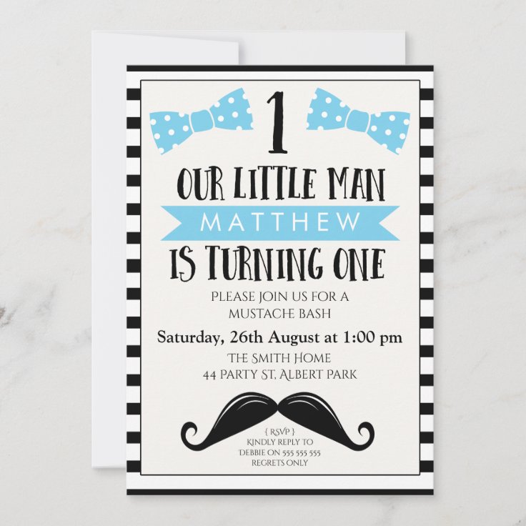 ă Re Invitation D Anniversaire De Petite Moustache Zazzle Ca