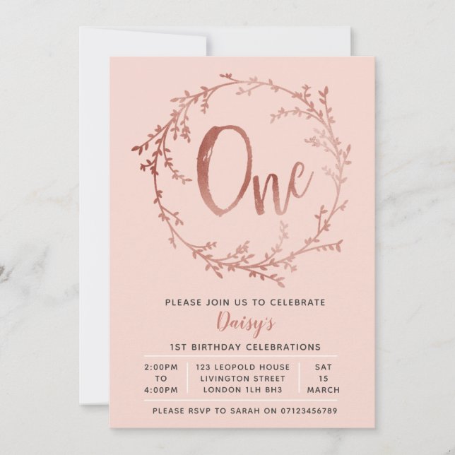 Ă?re invitation d'anniversaire d'or de filles (Devant)