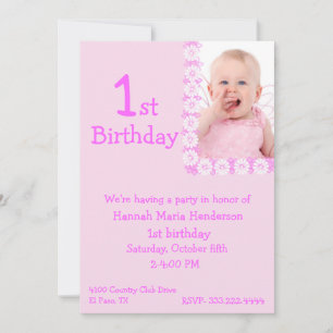 Ă?re invitation de l'anniversaire de la fille rose