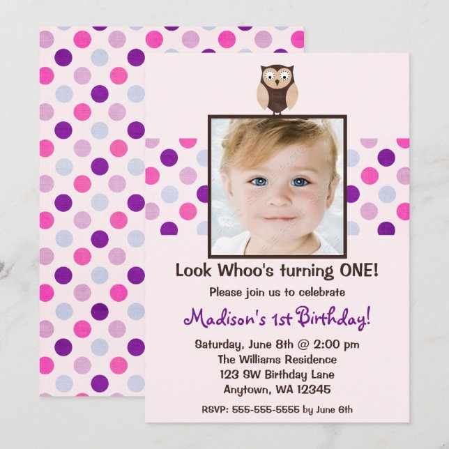Ă?re invitation de photo de fille d'anniversaire (Devant / Derrière)