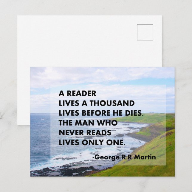 A reader lives a thousand lives before he dies.  postcard (Front/Back)
