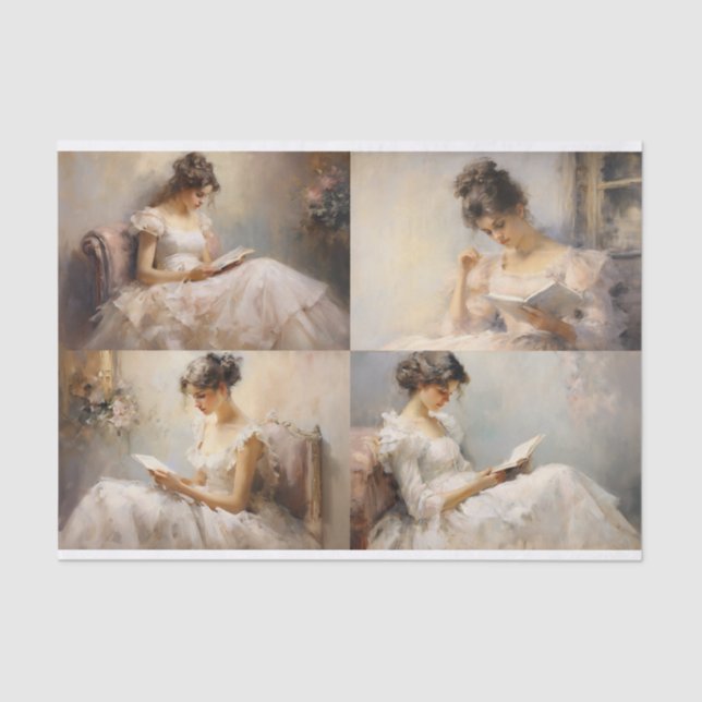 A Reading Girl Collage 1 Decoupage Paper (Front)